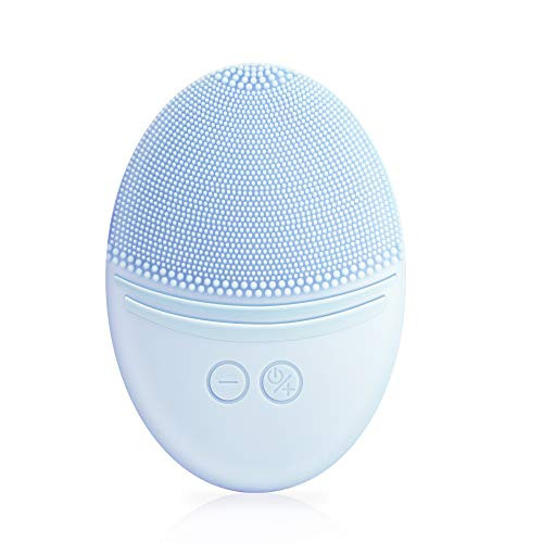 EZBASICS Facial Cleansing Brush Waterproof Sonic Vibrating Face Brush for Deep Cleansing Gentle Exfoliating and Massaging Inductive charging Blue