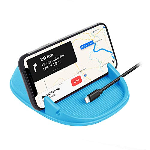 Loncaster Car Phone Holder Car Phone Mount Silicone Car Pad Mat for Various Dashboards Slip Free Desk Phone Stand Compatible with iPhone Samsung Android Smartphones GPS Devices and More Blue
