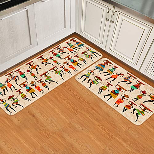 SUNShine Kitchen Rug Sets 2 Piece NonSlip Kitchen Mats and Rugs African Tribes Black Women Decorative Area Runner Rubber Backing Carpets Floor Doormat SUNShine Kitchen Rug Sets 2 Piece NonSlip Kitchen Mats and Rugs African Tribes Black Women Decorative Area Runner Rubber Backing Carpets Floor Doormat