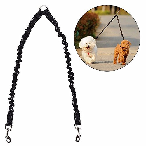 STGOOD No Tangle Pet Leash Double Dog Leash Coupler Walker Training Leash for Small Medium Dog  Two Dogs Leash Splitter Dog Trainer Leash Black
