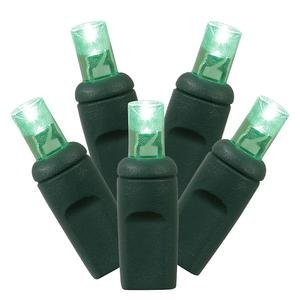 Vickerman 50 Light Wide Angle Green LED Light Set on Green Wire