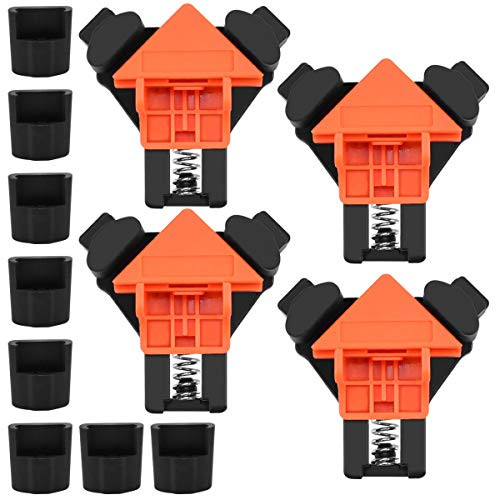 Right Angle Clamp 4Pcs Adjustable Corner Clamps 90 Degree Woodworking Clamps Multifunctional Single Handle Spring Loaded Swing Clip Fixer Welding Clamps