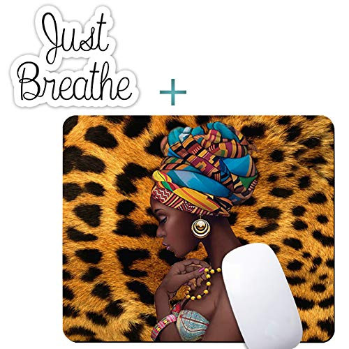 African American Afro Girl Mouse PadCustomized Rectangle NonSlip Rubber Gaming Mousepad Computer Mouse Pad Mat with Laptop Stickers