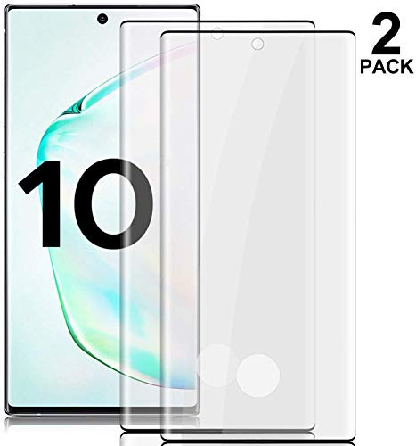 2 Pack Galaxy Note 10 Tempered Glass Screen Protector Fingerprint Sensor Compatible Full Coverage 3D Glass Case Friendly AntiScratch for Samsung Galaxy Note 10
