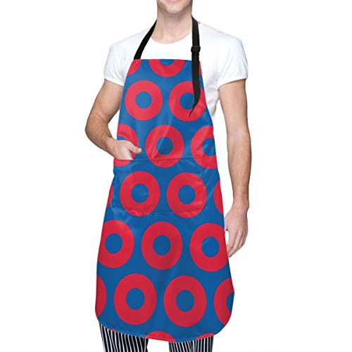 FUNINDIY Phish Circles Adjustable Bib Apron Waterdrop Resistant Cooking Kitchen Aprons with 2 Pockets and Extra Long Ties for Women Men