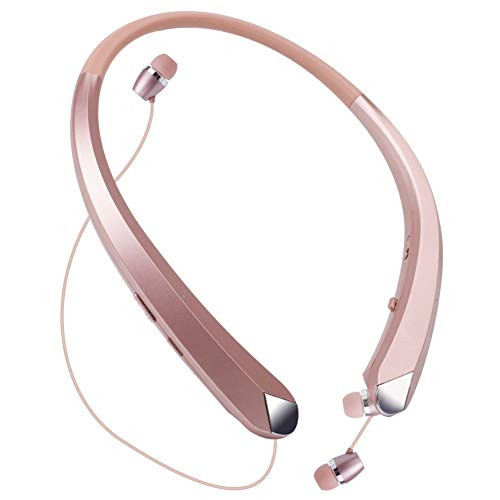 2020 Upgraded Bluetooth Headphones Retractable Earbuds Wireless Neckband Headset Sports Noise Cancelling Stereo Earphones with Mic by Viceting 15 Hrs Playtime Call Vibrate Alert Rose Gold 2020 Upgraded Bluetooth Headphones Retractable Earbuds Wireless Neckband Headset Sports Noise Cancelling Stereo Earphones with Mic by Viceting 15 Hrs Playtime Call Vibrate Alert Rose Gold