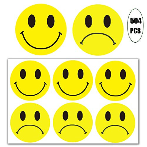Yellow Smiley Face Happy Stickers and Sad Frowny Face Stickers 2 Inch Round Circle Dots Teachers Labels Stickers 504 pcs Yellow Smiley Face Happy Stickers and Sad Frowny Face Stickers 2 Inch Round Circle Dots Teachers Labels Stickers 504 pcs