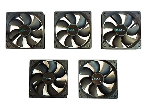 APEVIA AF512S-BK 4 Pin & 3 Pin Silent Case Fan Best Value, 120mm, Black, 5 Piece