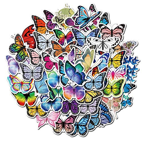 50 Packs Insect Animal Cute Butterfly Stickers Laptop Water Bottles Phone Motorcycle Computer Guitar Skateboard Hydroflasks Waterproof Vinyl Sticker Aesthetic Trendy Decals for Teens Girls Adults