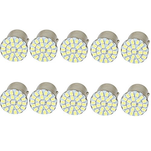 HOTSYSTEM 12V 1157 22 SMD LED Bulbs for Car Brake Light Stop Light Tail Light Reverse Lamp White 10Pack