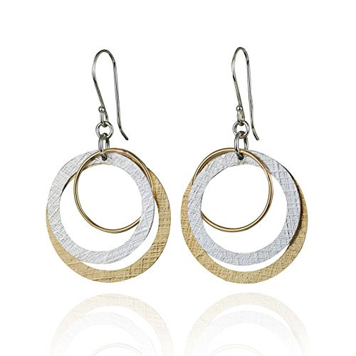 Stera Jewelry Graduated Circles 925 Sterling Silver 14k Gold Filled Multi Hoops Dangle Earrings Stera Jewelry Graduated Circles 925 Sterling Silver 14k Gold Filled Multi Hoops Dangle Earrings