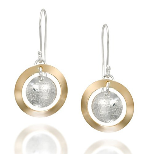 Stera Jewelry Two Tone 925 Sterling Silver and 14k Gold Filled Multi Circle Dangle Earrings Stera Jewelry Two Tone 925 Sterling Silver and 14k Gold Filled Multi Circle Dangle Earrings