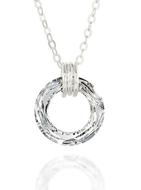 Stera Jewelry 925 Silver Necklace Made with Swarovski Cal Cosmic Ring Crystal Pendant 18 4 Inches Stera Jewelry 925 Silver Necklace Made with Swarovski Cal Cosmic Ring Crystal Pendant 18 4 Inches