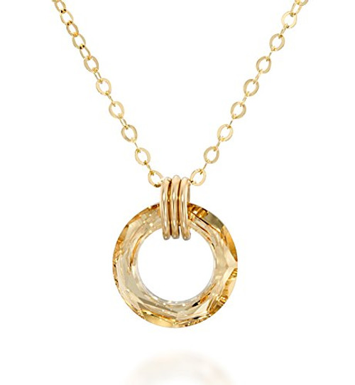 Stera Jewelry 14k Gold Filled Made with Swarovski Cosmic Ring Crystal Circle Pendant 18 4 Inches Stera Jewelry 14k Gold Filled Made with Swarovski Cosmic Ring Crystal Circle Pendant 18 4 Inches