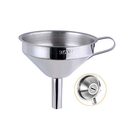 Stainless Steel Wide Mouth Funnels with Detachable Strainer 5inch Funnel for Filling Small Bottles and Jars Cooking Oil and Transmission Liquid and Powder Food Grade Metal Kitchen Funnels Silver Stainless Steel Wide Mouth Funnels with Detachable Strainer 5inch Funnel for Filling Small Bottles and Jars Cooking Oil and Transmission Liquid and Powder Food Grade Metal Kitchen Funnels Silver