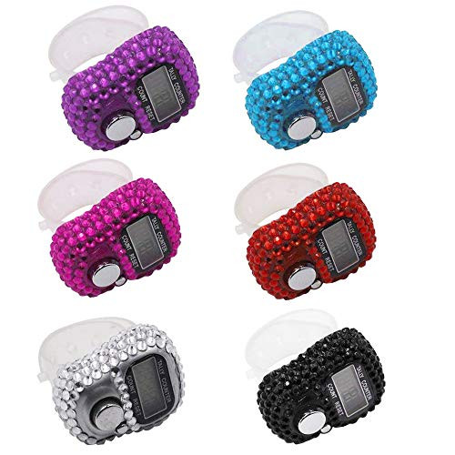 Gzingen 6 Pcs Finger Counters  5 Digital LED Electronic Finger Counter Mechanical Manual Clicker Number Lap Tracker Tally Counter with Bling DesignSix Colors