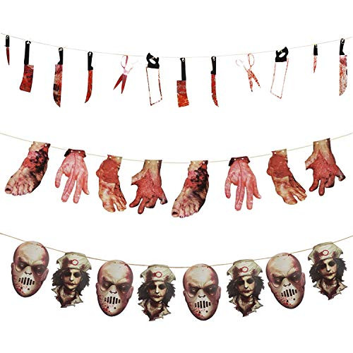 Halloween Scary Garland Ghost Bloody Weapon Severed Hands Feet Broken Body Parts Zombie Bloody Vampire Party House Decoration Fake Haunted Props Banner Halloween Scary Garland Ghost Bloody Weapon Severed Hands Feet Broken Body Parts Zombie Bloody Vampire Party House Decoration Fake Haunted Props Banner
