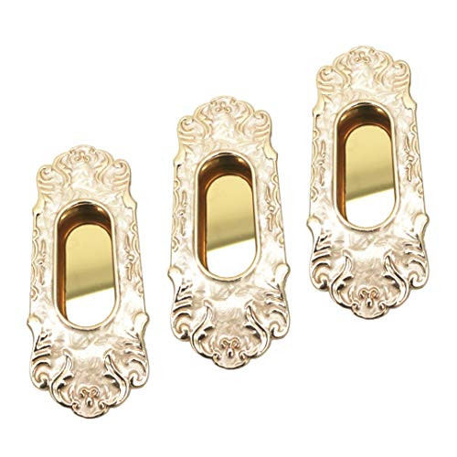 XMHF 64mm Hole Distance Sliding Door Flush Pull Recessed Flush Handles for Cabinets Closets Drawers 3Pcs