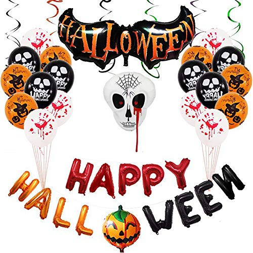 Halloween Balloons Halloween Foil Balloons Party Balloons Pumpkin Balloons for Halloween Halloween Party Decorations Halloween Decorations Outdoor Bat Decorations Latex Pumpkin Balloons