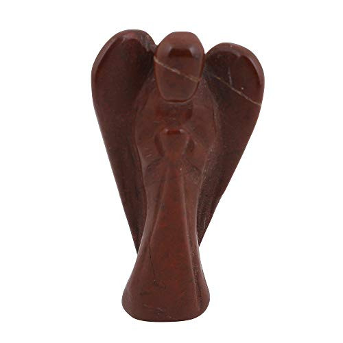 ZAICUS Red Jasper Hand Carved Gemstone Pocket Angel for Reiki Healing Natural Gemstone Guardian Peace Healing Statue Figurine Reiki Healing Good Luck Wealth Spiritual Gift Home Decoration 225 inch