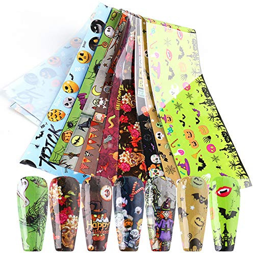10 Sheets Halloween Nail Foil Transfers Stickers Day of the Dead Nail Decals Halloween Party Supplies Rolls Pumpkin Spider Skull Ghost Witch Sticker Manicure Tips Wraps DIY Nail Art Decoration 10 Sheets Halloween Nail Foil Transfers Stickers Day of the Dead Nail Decals Halloween Party Supplies Rolls Pumpkin Spider Skull Ghost Witch Sticker Manicure Tips Wraps DIY Nail Art Decoration
