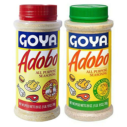 Goya Adobo All Purpose Seasoning With Cumin  Pepper 28 Oz Bottles One of each Flavor