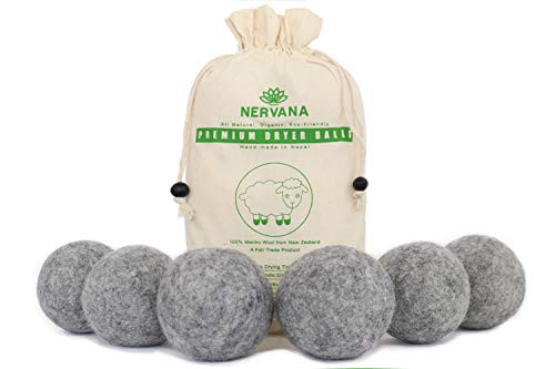 Organic Wool Dryer Balls  Grey 6 XL Premium Quality Reusable Natural Fabric Softener 100 Hand Made Natural New Zealand Merino Wool FairTrade