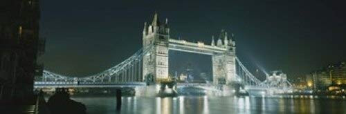 Low angle view of a bridge lit up at night Tower Bridge London England Poster Print 36 x 12