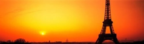Eiffel Tower sunrise Paris France Poster Print 36 x 12
