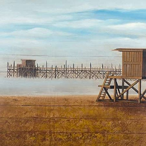Posterazzi Collection Lifeguard Tower at The Beach Poster Print by Atelier B Art Studio 12 x 12