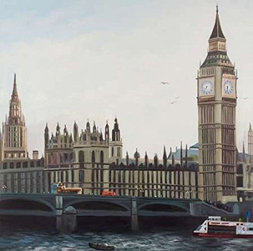 Posterazzi Collection Big Ben Clock Elizabeth Tower in London Poster Print by Atelier B Art Studio 24 x 24