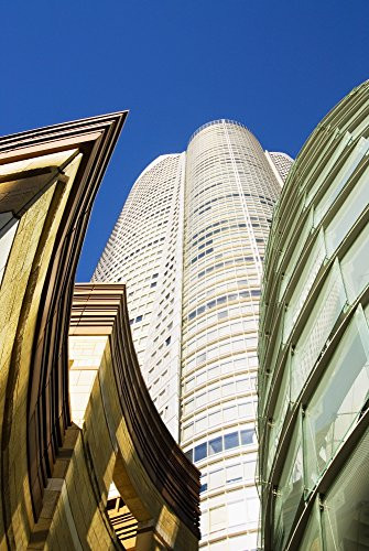 Posterazzi Japan Roppongi Hills Tokyo Upward View Of Mori Tower Framed Poster Print by Glass And Stone Of Lower Structures 11 x 17