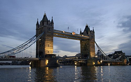 Posterazzi Tower Bridge And River Thames At Dusk London England Uk Poster Print 19 x 12 Posterazzi Tower Bridge And River Thames At Dusk London England Uk Poster Print 19 x 12