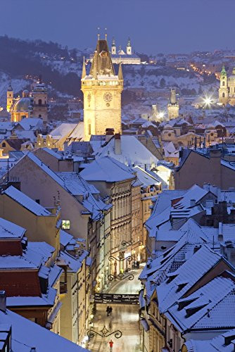 Posterazzi Czech Republic Prague Hall tower and roofs the Old Town in winter Poster Print 27 x 9