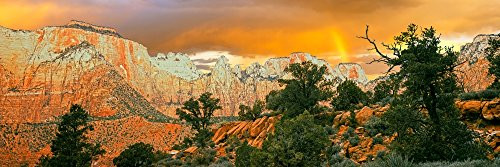 Posterazzi PPI161386L Low angle view of a mountain range Towers Of The Virgin Zion National Park Washington County Utah USA Poster Print 36 x 12