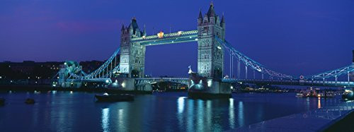 Posterazzi Reflection water Tower Bridge River Thames London England Poster Print 36 x 12