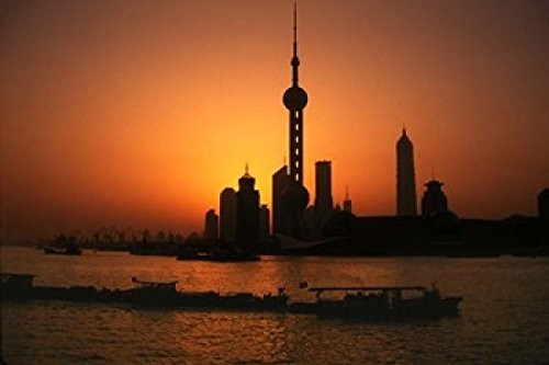 Posterazzi Oriental Pearl TV Tower and High Rises Shanghai China Poster Print by Keren Su 18 x 12