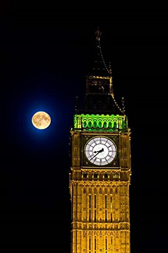Posterazzi London Big Ben Clock tower the moon Poster Print by David Slater 11 x 17