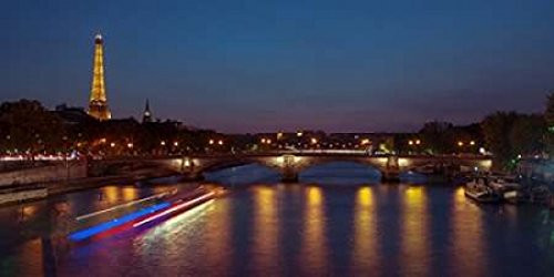 Posterazzi View of the river Seine the Eiffel Tower in the background during evenig Paris France Poster Print by Assaf Frank 10 x 20
