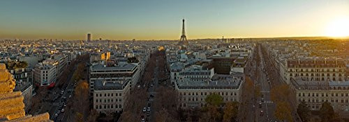 Posterazzi Elevated View of Paris from Arc Triomphe Eiffel Tower ILEDe France Poster Print by Panoramic Images 36 x 13 Varies