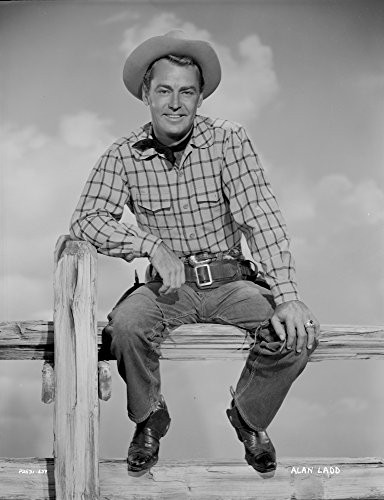 Alan Ladd sitting on a Fence in Cowboy Outfit Photo Print 8 x 10
