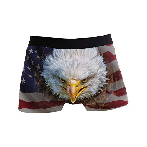 ZZKKO Hawk American Flag Mens Boxer Briefs Underwear Breathable Stretch Boxer Trunk with Pouch L