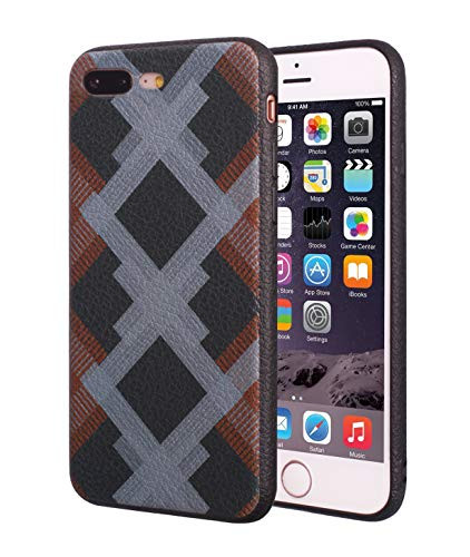 iPhone 7 Plus CaseiPhone 8 Plus CaseBWOOLL Slim AntiScratch Shockproof Leather Grain TPU Rubber Protective Cover for Apple iPhone 7 PlusiPhone 8 Plus 55 inch  Wood Grain Painted Lattice