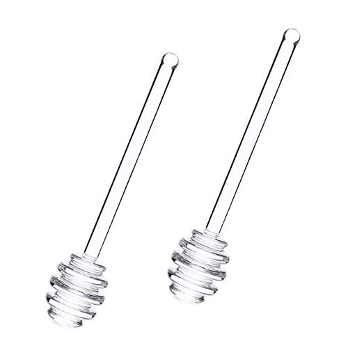 Honey Dipper Sticks Glass Honey Spoon 2PCS Honey Dipper Sticks Stirring Sticks Clear Glass Stirrers 6 Inch Honey Dipper Honey Spoon Stick For Honey