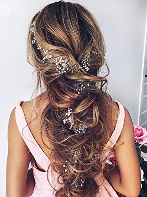Unicra Wedding Silver Bride Hair Vine with Beads and Crystals Bridal Flower Headpiece Headbands Wedding Hair Accessories for Women and Girls Unicra Wedding Silver Bride Hair Vine with Beads and Crystals Bridal Flower Headpiece Headbands Wedding Hair Accessories for Women and Girls