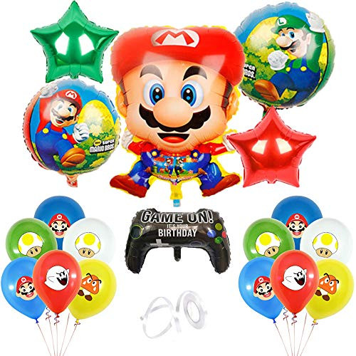 Fuovt Super Mario Bros Balloons Super Mary Balloons Super Mario Birthday Party Supplies Mario Party Decorations for Kids Set of 19 Pcs