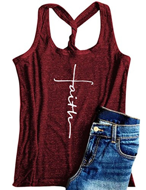 Gemijack Womens Summer Racerback Tank Tops Workout Loose Fit Graphic Sleeveless Tees Shirts Wine Red Gemijack Womens Summer Racerback Tank Tops Workout Loose Fit Graphic Sleeveless Tees Shirts Wine Red