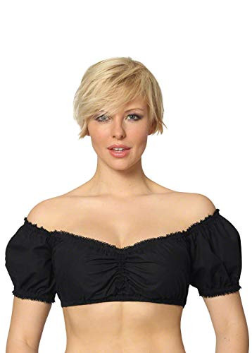 Womens Bavarian Oktoberfest Traditional Dirndl Blouse Beer Garden Crop Lace Top XLarge Black2