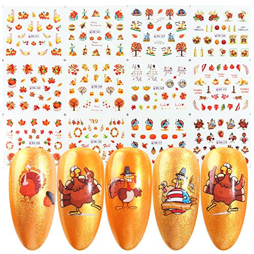 12 Sheets Fall Nail Stickers Water Transfer Nail Art Decals Thanksgiving Maple Leaves Pumpkin Turkey Autumn Nail Art Stickers Acrylic Nails Design Supply Manicure Tips Charms Accessories 12 Sheets Fall Nail Stickers Water Transfer Nail Art Decals Thanksgiving Maple Leaves Pumpkin Turkey Autumn Nail Art Stickers Acrylic Nails Design Supply Manicure Tips Charms Accessories