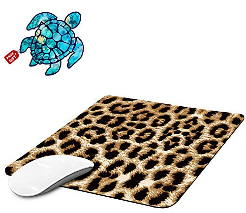 Mouse Pad with Leopard Prints Gaming Mouse Pads for Laptop Computers NonSlip Rubber Base Mousepads for Office Home Rectangle Cute Mouse Mats and Sea Turtles Stickers